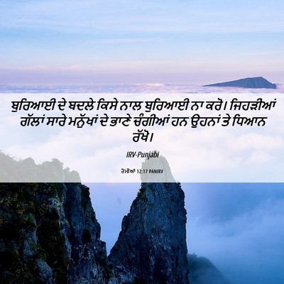 Picture 06 - ਰੋਮੀਆਂ 12:17 PANIRV - ਬੁਰਿਆਈ ਦੇ ਬਦਲੇ - Bible Verse Picture