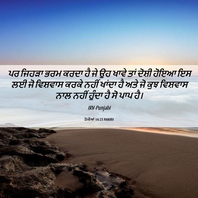Picture 06 - ਰੋਮੀਆਂ 14:23 PANIRV - ਪਰ ਜਿਹੜਾ ਭਰਮ ਕਰਦਾ - Bible Verse Picture