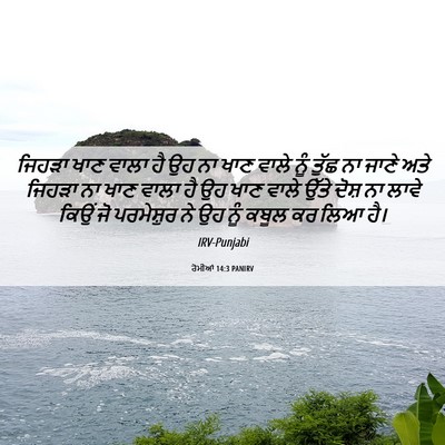 Picture 06 - ਰੋਮੀਆਂ 14:3 PANIRV - ਜਿਹੜਾ ਖਾਣ ਵਾਲਾ ਹੈ - Bible Verse Picture