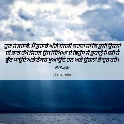 Picture 06 - ਰੋਮੀਆਂ 16:17 PANIRV - ਹੁਣ ਹੇ ਭਰਾਵੋ, ਮੈਂ - Bible Verse Picture