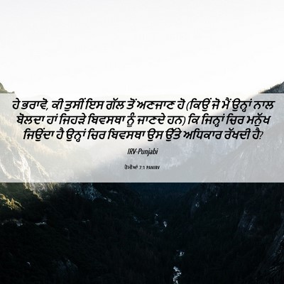 Picture 06 - ਰੋਮੀਆਂ 7:1 PANIRV - ਹੇ ਭਰਾਵੋ, ਕੀ ਤੁਸੀਂ - Bible Verse Picture