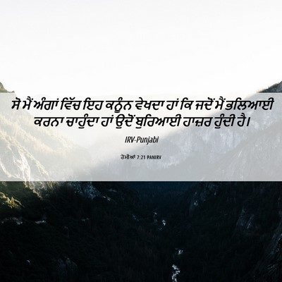 Picture 06 - ਰੋਮੀਆਂ 7:21 PANIRV - ਸੋ ਮੈਂ ਅੰਗਾਂ ਵਿੱਚ - Bible Verse Picture