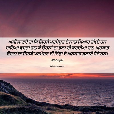 Picture 06 - ਰੋਮੀਆਂ 8:28 PANIRV - ਅਸੀਂ ਜਾਣਦੇ ਹਾਂ ਕਿ - Bible Verse Picture