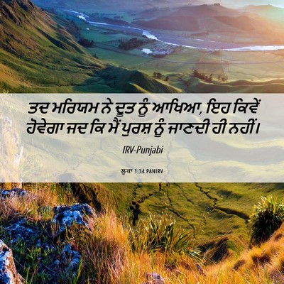Picture 06 - ਲੂਕਾ 1:34 PANIRV - ਤਦ ਮਰਿਯਮ ਨੇ ਦੂਤ ਨੂੰ - Bible Verse Picture