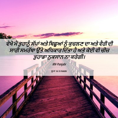 Picture 06 - ਲੂਕਾ 10:19 PANIRV - ਵੇਖੋ ਮੈਂ ਤੁਹਾਨੂੰ - Bible Verse Picture