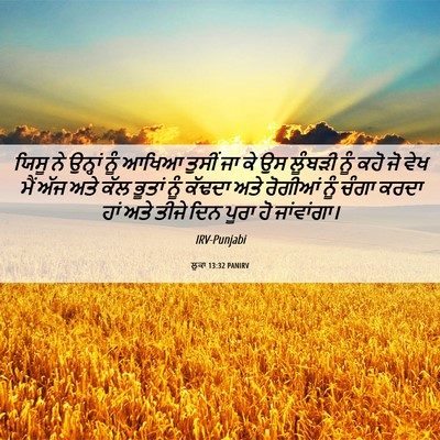 Picture 06 - ਲੂਕਾ 13:32 PANIRV - ਯਿਸੂ ਨੇ ਉਨ੍ਹਾਂ ਨੂੰ - Bible Verse Picture