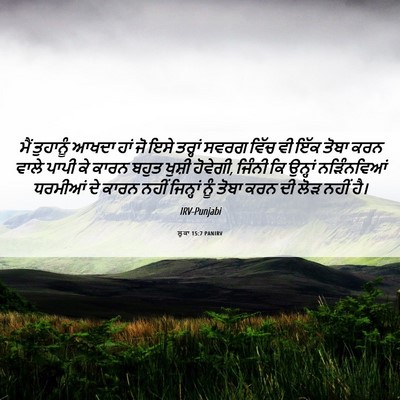 Picture 06 - ਲੂਕਾ 15:7 PANIRV - ਮੈਂ ਤੁਹਾਨੂੰ ਆਖਦਾ - Bible Verse Picture