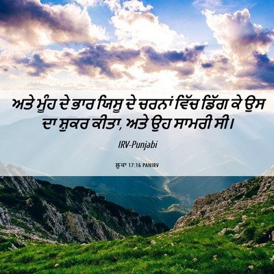 Picture 06 - ਲੂਕਾ 17:16 PANIRV - ਅਤੇ ਮੂੰਹ ਦੇ ਭਾਰ - Bible Verse Picture