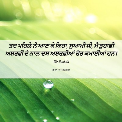 Picture 06 - ਲੂਕਾ 19:16 PANIRV - ਤਦ ਪਹਿਲੇ ਨੇ ਆਣ ਕੇ - Bible Verse Picture