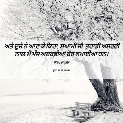 Picture 06 - ਲੂਕਾ 19:18 PANIRV - ਅਤੇ ਦੂਜੇ ਨੇ ਆਣ ਕੇ - Bible Verse Picture