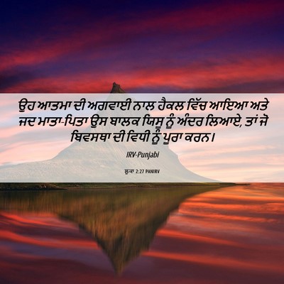 Picture 06 - ਲੂਕਾ 2:27 PANIRV - ਉਹ ਆਤਮਾ ਦੀ ਅਗਵਾਈ - Bible Verse Picture