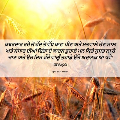 Picture 06 - ਲੂਕਾ 21:34 PANIRV - ਖ਼ਬਰਦਾਰ ਰਹੋ ਜੋ ਹੱਦ - Bible Verse Picture