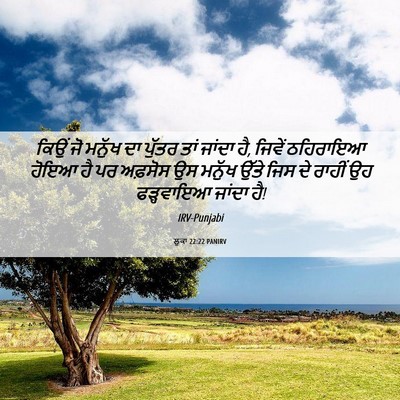 Picture 06 - ਲੂਕਾ 22:22 PANIRV - ਕਿਉਂ ਜੋ ਮਨੁੱਖ ਦਾ - Bible Verse Picture