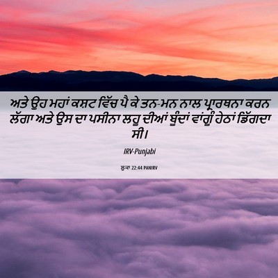Picture 06 - ਲੂਕਾ 22:44 PANIRV - ਅਤੇ ਉਹ ਮਹਾਂ ਕਸ਼ਟ - Bible Verse Picture