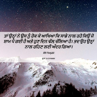 Picture 06 - ਲੂਕਾ 24:29 PANIRV - ਤਾਂ ਉਨ੍ਹਾਂ ਨੇ ਉਸ - Bible Verse Picture