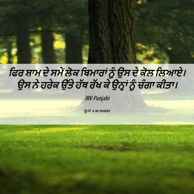 Picture 06 - ਲੂਕਾ 4:40 PANIRV - ਫਿਰ ਸ਼ਾਮ ਦੇ ਸਮੇਂ - Bible Verse Picture