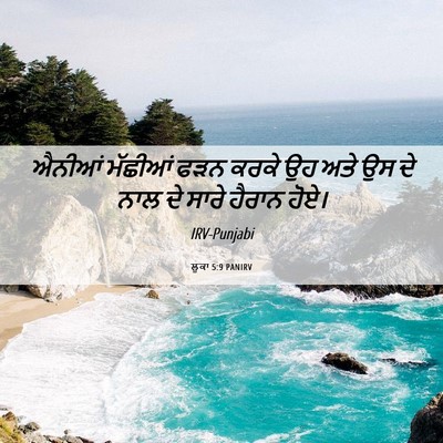 Picture 06 - ਲੂਕਾ 5:9 PANIRV - ਐਨੀਆਂ ਮੱਛੀਆਂ ਫੜਨ - Bible Verse Picture