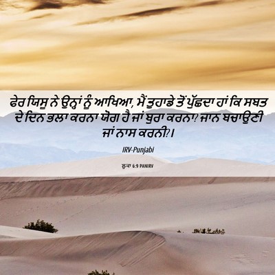 Picture 06 - ਲੂਕਾ 6:9 PANIRV - ਫੇਰ ਯਿਸੂ ਨੇ ਉਨ੍ਹਾਂ - Bible Verse Picture