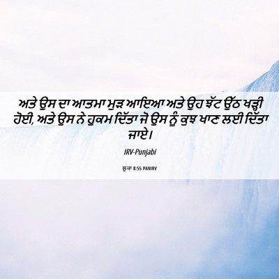 Picture 06 - ਲੂਕਾ 8:55 PANIRV - ਅਤੇ ਉਸ ਦਾ ਆਤਮਾ ਮੁੜ - Bible Verse Picture