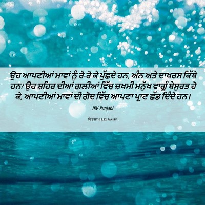 Picture 06 - ਵਿਰਲਾਪ 2:12 PANIRV - ਉਹ ਆਪਣੀਆਂ ਮਾਵਾਂ - Bible Verse Picture