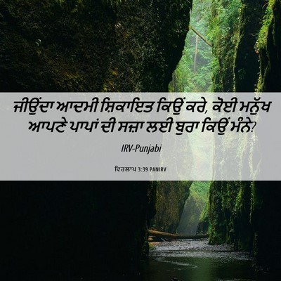 Picture 06 - ਵਿਰਲਾਪ 3:39 PANIRV - ਜੀਉਂਦਾ ਆਦਮੀ - Bible Verse Picture