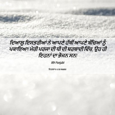 Picture 06 - ਵਿਰਲਾਪ 4:10 PANIRV - ਦਿਆਲੂ ਇਸਤਰੀਆਂ ਨੇ - Bible Verse Picture