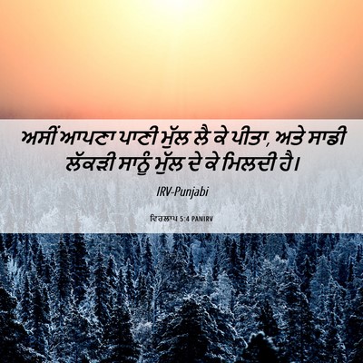 Picture 06 - ਵਿਰਲਾਪ 5:4 PANIRV - ਅਸੀਂ ਆਪਣਾ ਪਾਣੀ - Bible Verse Picture