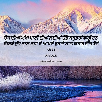 Picture 06 - ਸੁਲੇਮਾਨ ਦਾ ਗੀਤ 5:12 PANIRV - ਉਸ ਦੀਆਂ ਅੱਖਾਂ ਪਾਣੀ - Bible Verse Picture