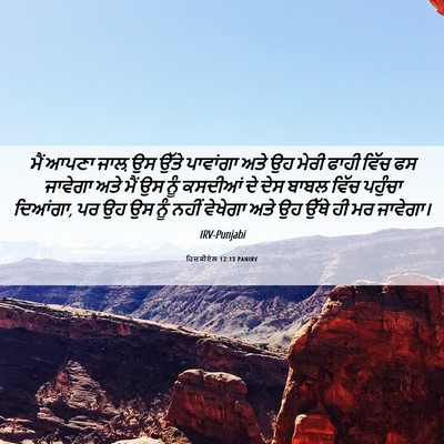 Picture 06 - ਹਿਜ਼ਕੀਏਲ 12:13 PANIRV - ਮੈਂ ਆਪਣਾ ਜਾਲ਼ ਉਸ - Bible Verse Picture