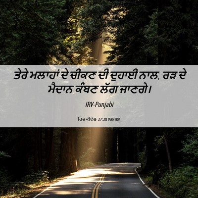 Picture 06 - ਹਿਜ਼ਕੀਏਲ 27:28 PANIRV - ਤੇਰੇ ਮਲਾਹਾਂ ਦੇ - Bible Verse Picture