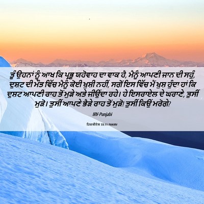 Picture 06 - ਹਿਜ਼ਕੀਏਲ 33:11 PANIRV - ਤੂੰ ਉਹਨਾਂ ਨੂੰ ਆਖ ਕਿ - Bible Verse Picture