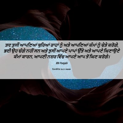 Picture 06 - ਹਿਜ਼ਕੀਏਲ 36:31 PANIRV - ਤਦ ਤੁਸੀਂ ਆਪਣਿਆਂ - Bible Verse Picture
