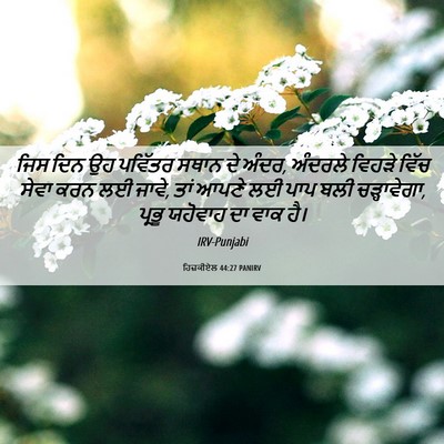 Picture 06 - ਹਿਜ਼ਕੀਏਲ 44:27 PANIRV - ਜਿਸ ਦਿਨ ਉਹ ਪਵਿੱਤਰ - Bible Verse Picture