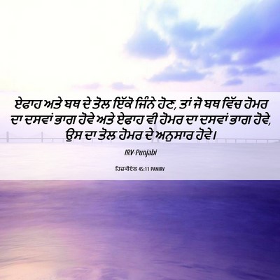 Picture 06 - ਹਿਜ਼ਕੀਏਲ 45:11 PANIRV - ਏਫਾਹ ਅਤੇ ਬਥ ਦੇ ਤੋਲ - Bible Verse Picture