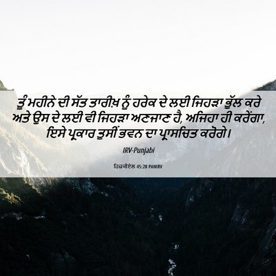 Picture 06 - ਹਿਜ਼ਕੀਏਲ 45:20 PANIRV - ਤੂੰ ਮਹੀਨੇ ਦੀ ਸੱਤ - Bible Verse Picture