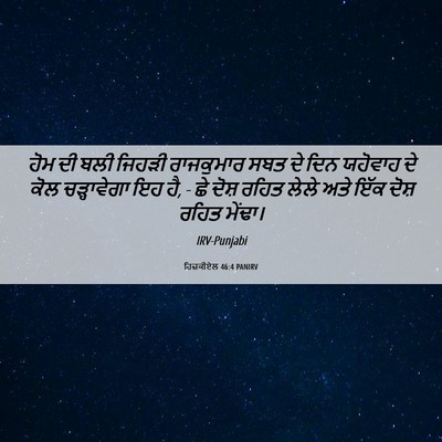 Picture 06 - ਹਿਜ਼ਕੀਏਲ 46:4 PANIRV - ਹੋਮ ਦੀ ਬਲੀ ਜਿਹੜੀ - Bible Verse Picture