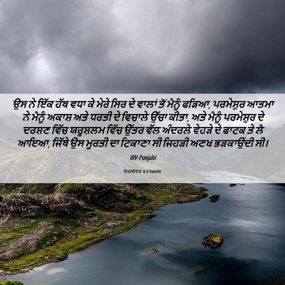 Picture 06 - ਹਿਜ਼ਕੀਏਲ 8:3 PANIRV - ਉਸ ਨੇ ਇੱਕ ਹੱਥ ਵਧਾ - Bible Verse Picture