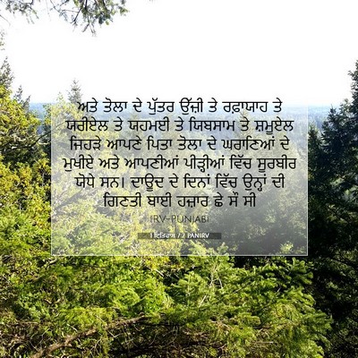 Picture 07 - 1 ਇਤਿਹਾਸ 7:2 PANIRV - ਅਤੇ ਤੋਲਾ ਦੇ ਪੁੱਤਰ - Bible Verse Picture