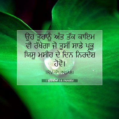 Picture 07 - 1 ਕੁਰਿੰਥੀਆਂ 1:8 PANIRV - ਉਹ ਤੁਹਾਨੂੰ ਅੰਤ ਤੱਕ - Bible Verse Picture