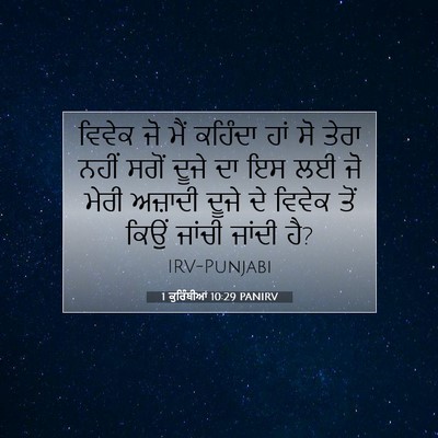 Picture 07 - 1 ਕੁਰਿੰਥੀਆਂ 10:29 PANIRV - ਵਿਵੇਕ ਜੋ ਮੈਂ - Bible Verse Picture
