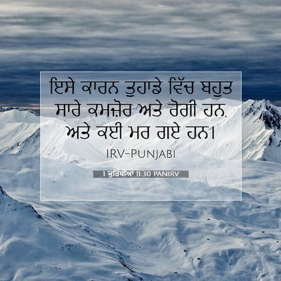 Picture 07 - 1 ਕੁਰਿੰਥੀਆਂ 11:30 PANIRV - ਇਸੇ ਕਾਰਨ ਤੁਹਾਡੇ - Bible Verse Picture