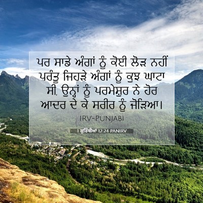 Picture 07 - 1 ਕੁਰਿੰਥੀਆਂ 12:24 PANIRV - ਪਰ ਸਾਡੇ ਅੰਗਾਂ ਨੂੰ - Bible Verse Picture