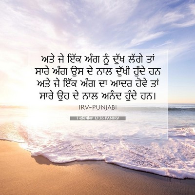 Picture 07 - 1 ਕੁਰਿੰਥੀਆਂ 12:26 PANIRV - ਅਤੇ ਜੇ ਇੱਕ ਅੰਗ ਨੂੰ - Bible Verse Picture