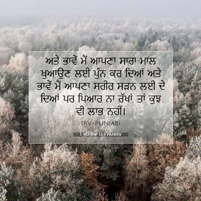 Picture 07 - 1 ਕੁਰਿੰਥੀਆਂ 13:3 PANIRV - ਅਤੇ ਭਾਵੇਂ ਮੈਂ ਆਪਣਾ - Bible Verse Picture