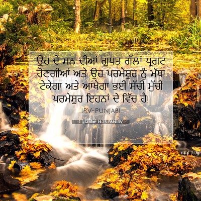 Picture 07 - 1 ਕੁਰਿੰਥੀਆਂ 14:25 PANIRV - ਉਹ ਦੇ ਮਨ ਦੀਆਂ ਗੁਪਤ - Bible Verse Picture