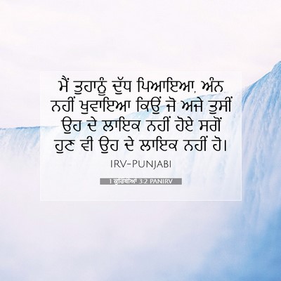 Picture 07 - 1 ਕੁਰਿੰਥੀਆਂ 3:2 PANIRV - ਮੈਂ ਤੁਹਾਨੂੰ ਦੁੱਧ - Bible Verse Picture