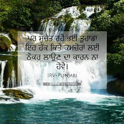 Picture 07 - 1 ਕੁਰਿੰਥੀਆਂ 8:9 PANIRV - ਪਰ ਸੁਚੇਤ ਰਹੋ ਭਈ - Bible Verse Picture