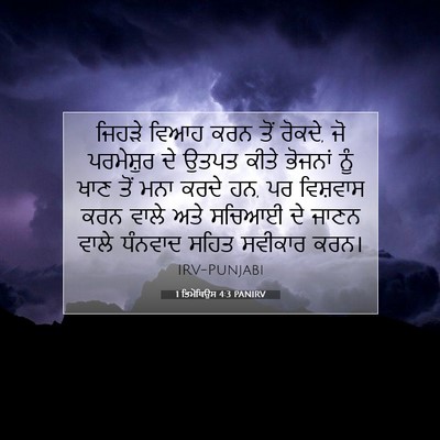 Picture 07 - 1 ਤਿਮੋਥਿਉਸ 4:3 PANIRV - ਜਿਹੜੇ ਵਿਆਹ ਕਰਨ ਤੋਂ - Bible Verse Picture