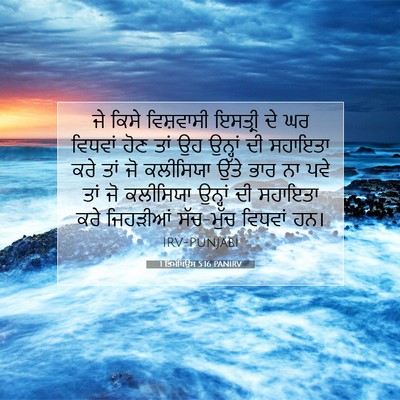 Picture 07 - 1 ਤਿਮੋਥਿਉਸ 5:16 PANIRV - ਜੇ ਕਿਸੇ ਵਿਸ਼ਵਾਸੀ - Bible Verse Picture