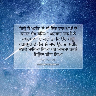 Picture 07 - 1 ਪਤਰਸ 3:18 PANIRV - ਕਿਉਂ ਜੋ ਮਸੀਹ ਨੇ ਵੀ - Bible Verse Picture